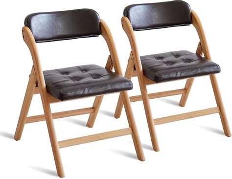 Amazon.com: ALeesing Folding Chairs with Padded Seats, Wooden Folding ...