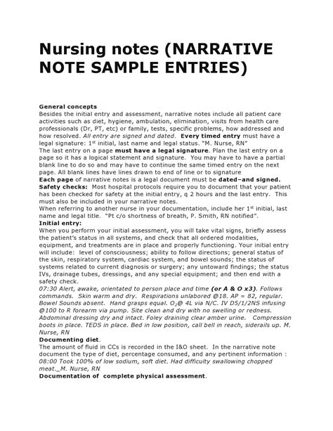 Nurse Notes Template for Efficient Nursing Documentation