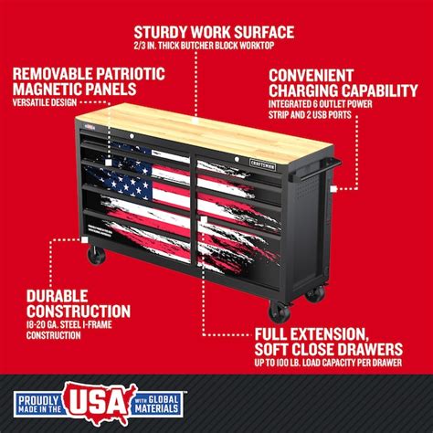 CRAFTSMAN 62.5-in W x 37.5-in H 9 -Drawers Rolling Black Butcher block ...