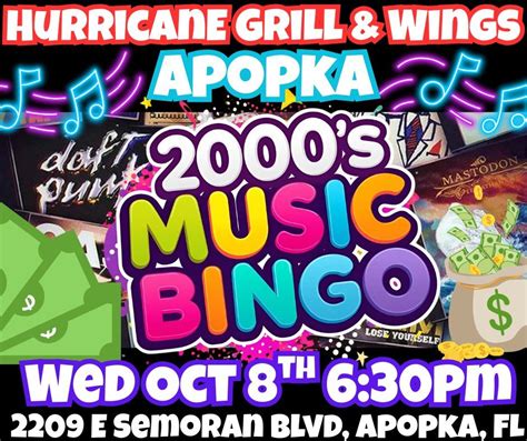 2000s Music Bingo @ Hurricane Grill & Wings Apopka, Hurricane Grill ...