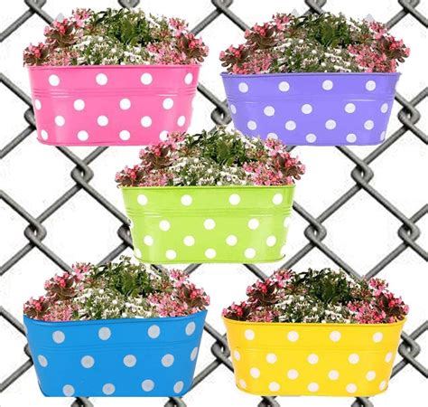 Collectible India Metal Yellow Railing Planter Flower Pot Wall Fence ...