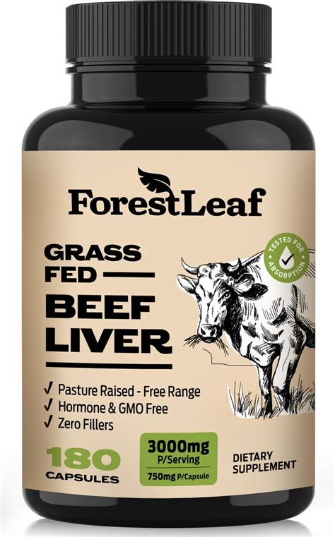 Amazon.com: Grass Fed Organic Beef Liver (180 Caps) - Pasture-Raised - Iron, Vitamin A, B ...