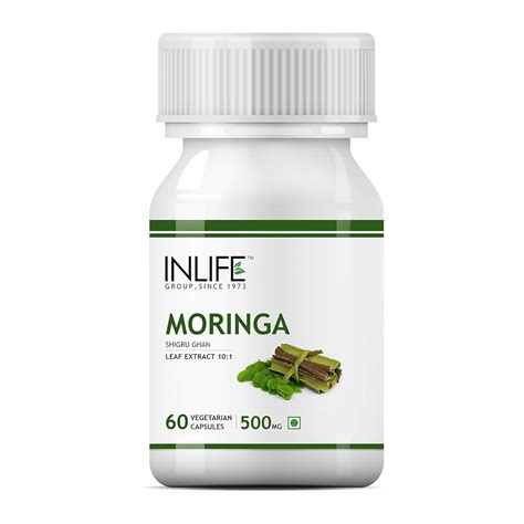 INLIFE Moringa Capsules 500mg | Leaf Extract (10:1) Powder Supplement ...