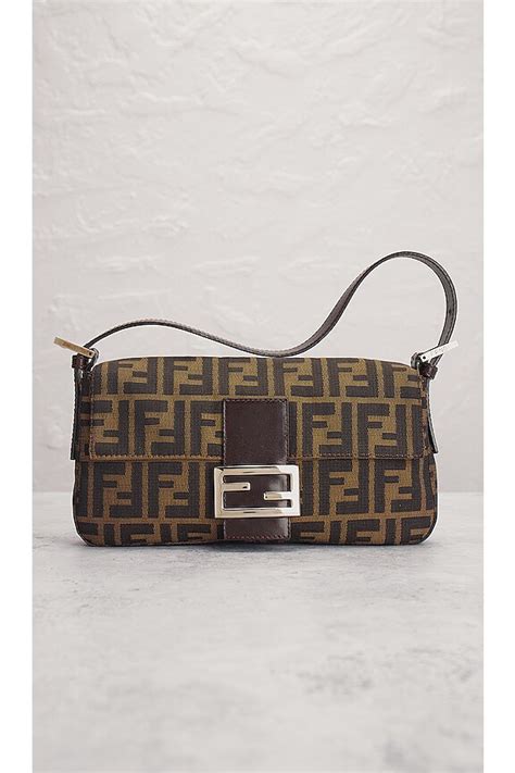 FWRD Renew Fendi Zucca Mama Baguette Shoulder Bag in Brown | REVOLVE