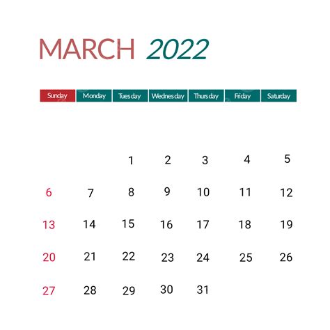 March 2022 Calendar Editable Text And Colour, March, 2022, Calendar PNG ...