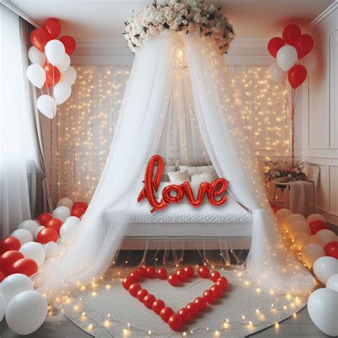 Hemito 37 Pc Valentine Decoration Kit- Balloons, love Foil, White Net ...
