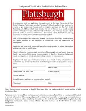 Background Verification Authorization Release Form - Blank Fillable ...