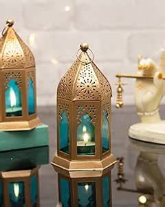 Buy Homesake® Metal Decorative Antique Golden Finish Moroccan Lantern ...