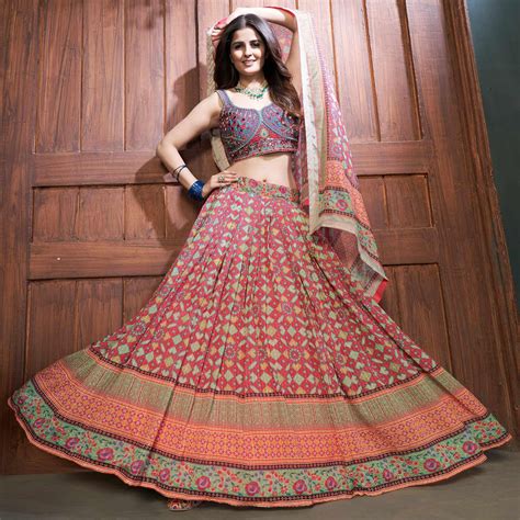 Rose Pink Partywear Resham Sequence Chiffon Lehenga Choli