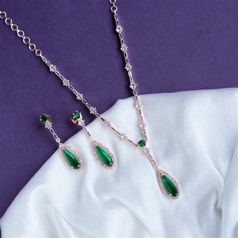 Majesty Crystal Rose Gold Necklace Set