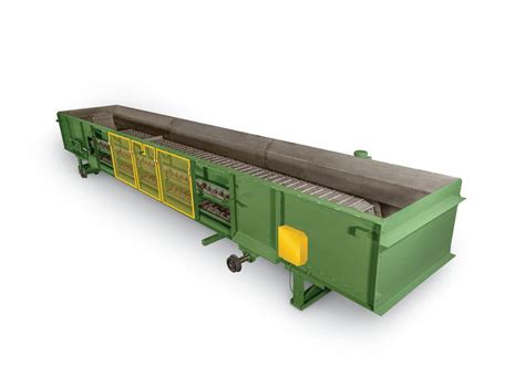 Heavy-duty open-frame steel belt conveyor designed for quick scrap removal