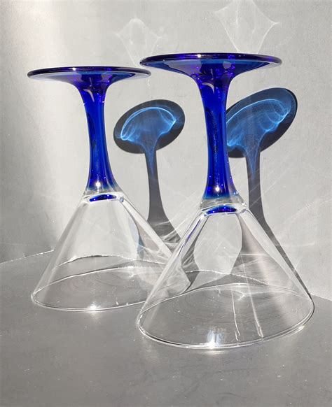 Small Martini Glasses Blue Stems - Etsy