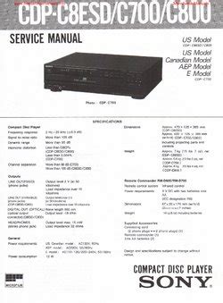 Sony CDP-C8ESD CDP-C700 CDP-C800 Service Manual PDF Free Download