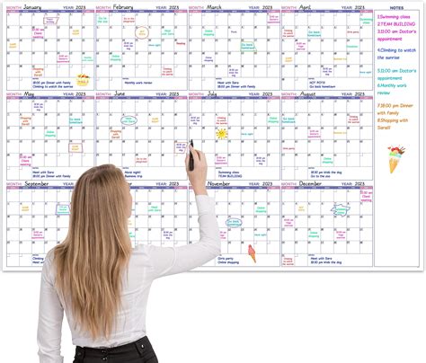 Large Dry Erase Calendar for Wall – Undated Yearly Wall Calendar Dry ...