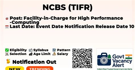 NCBS (TIFR) - Facility-in-Charge for High Performance Computing ...