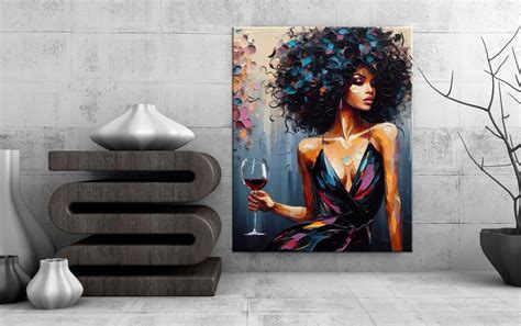 OneSheep Shop The Red Wine Girl Wall Art Black Girl India | Ubuy