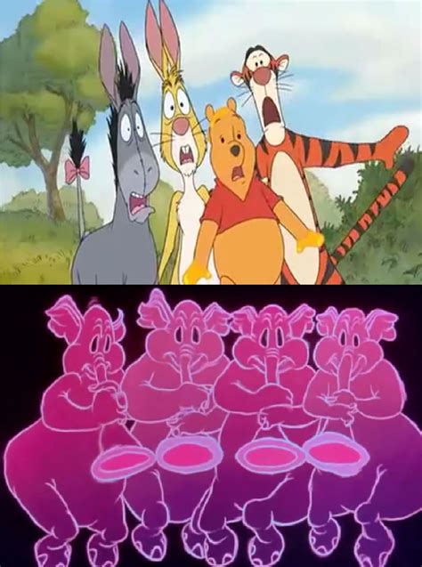 Pooh and Friends Scared by Pink Elephants by Disneyponyfan on DeviantArt