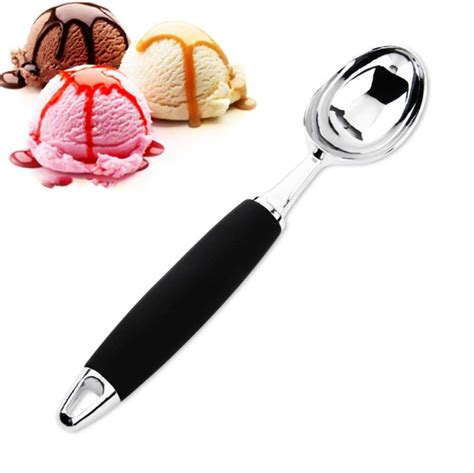 Buy Black Ice Cream Scoop Stainless Steel Kitchen Tool for DIY Fruit ...
