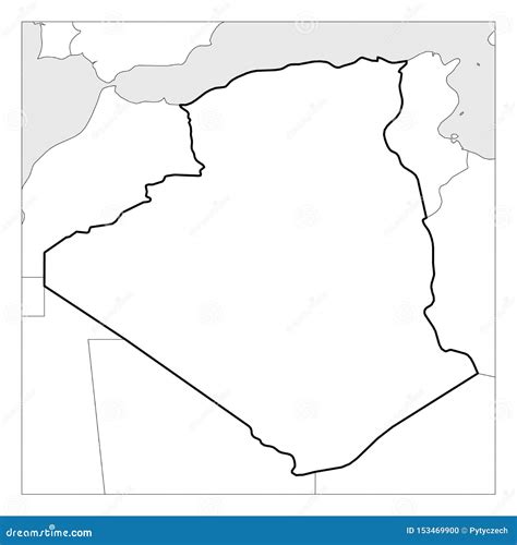 Map of Algeria Black Thick Outline Highlighted with Neighbor Countries Stock Vector ...