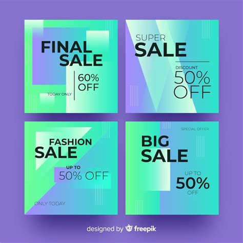Gradient sale instagram post collection | Free Vector