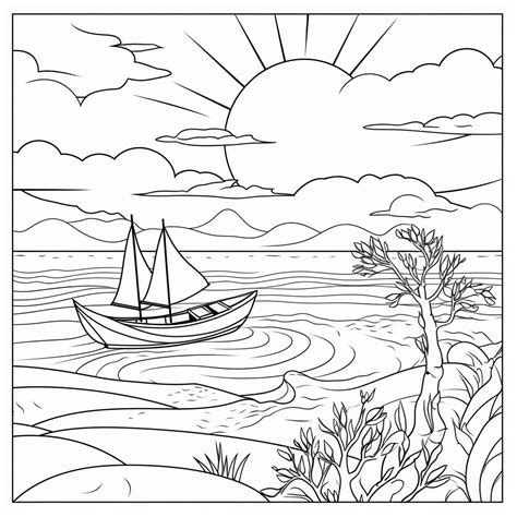 Sunset coloring page – Coloring corner