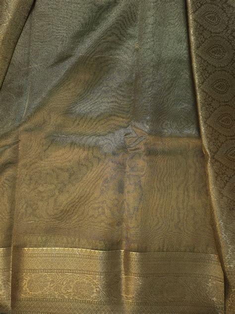 Banarasi Metallic Golden Mehendi Green Saree with Simple Elegant Borde ...