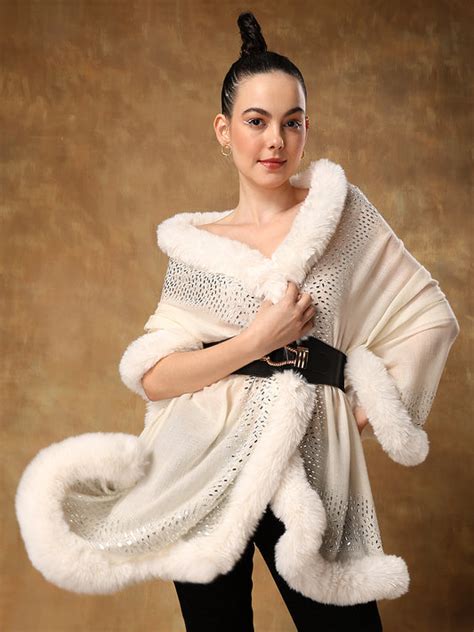 Fur Shawls, Wool shawl with fur, shawl fur, fur shawl online, faux fur ...