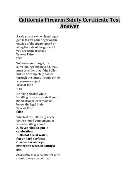 California Firearm Safety Certificate Test Answer – Scholarfriends ...