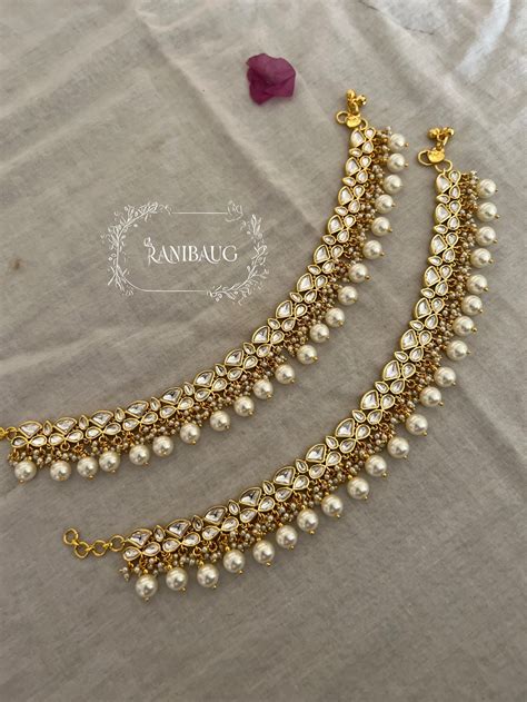 Madhu Rich Gold Finish Polki Anklet Jewelry By Ranibaug | Heavy Payal