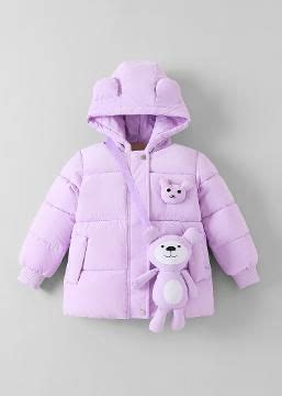 Shop Online Bear Applique Puffer Coat at ₹1427