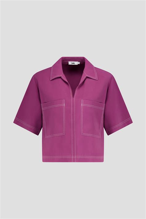 Bordeaux blouse met korte mouwen van Louise | 7119291 | Test-oude-seizoenen | e5