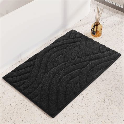 Amazon.com: Color G Black Bathroom Rugs Absorbent Bath Mat for Shower ...