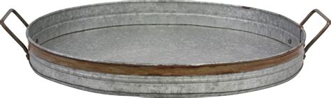 Stonebriar Large Gray Galvanized Serving Tray with Rust Trim India | Ubuy
