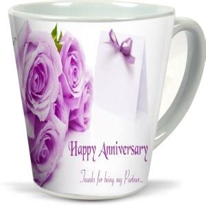 Noozarts HAPPY ANNIVERSARY CONICAL MUG WITH AWESOME QUOTES Ceramic ...