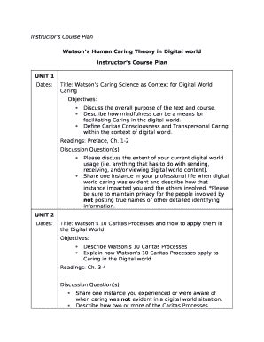 Instructors Course Plan Doc Template | pdfFiller