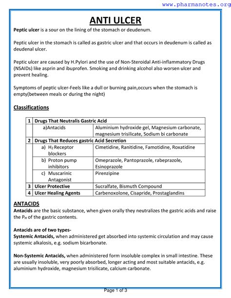 ANTI Ulcer : Treatment and drugs involved - ANTI ULCER Peptic ulcer is ...