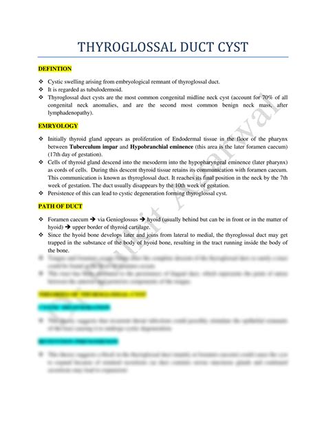 SOLUTION: Thyroglossal duct cyst - Studypool