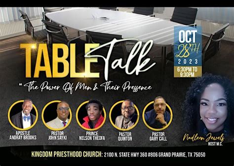 THE POWER OF MEN/ TABLE TALK, 2100 N STATE HWY 360 #806, GRAND PRAIRIE ...