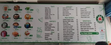 Menu at Tea House, Yamnampet