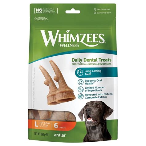 WHIMZEES Occupy Antler Natural Dental Chews for Dogs - Large (6pc ...
