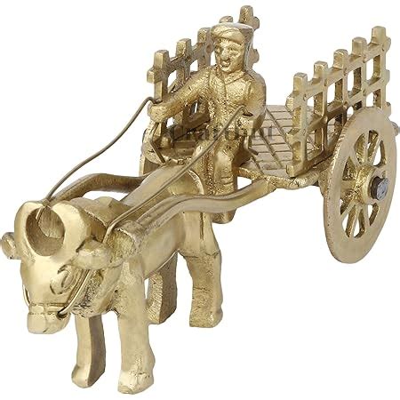 Buy CRAFTHUT Elite Brass Bullock/Bull Cart with Open Jaali Pulled by ...