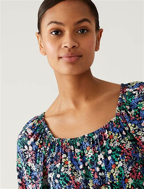 Buy Printed Square Neck Midi Tea Dress at Marks & Spencer