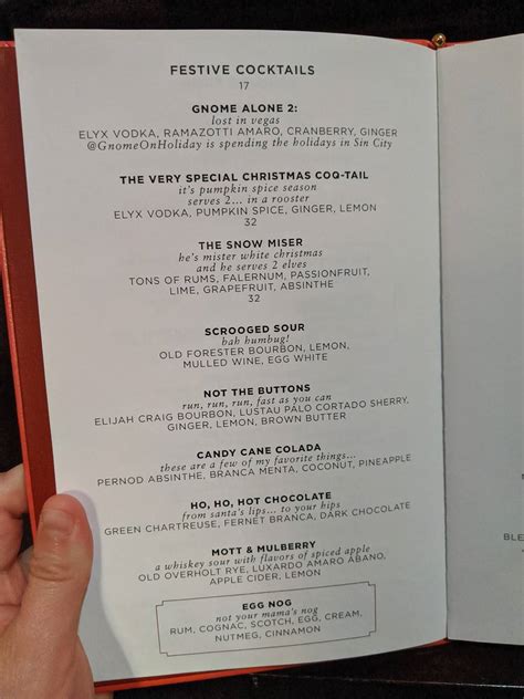 Menu at NoMad Library Restaurant, Las Vegas