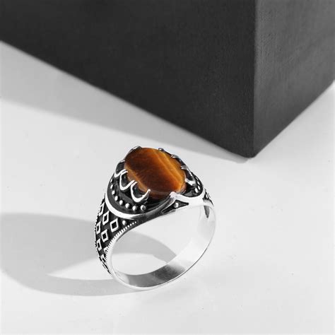 Tiger Eye Stone Silver Ring For Men- 925 Pure Silver – Shining Silver.in