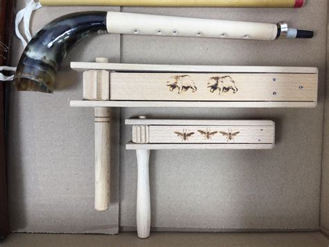 Lot - (12pc) Wooden Noise Maker, Hornpipe, Wood Beaters