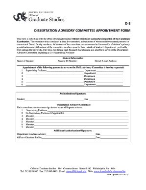 Fillable Online Dissertation Advisory Committee Appointment Form Fax ...