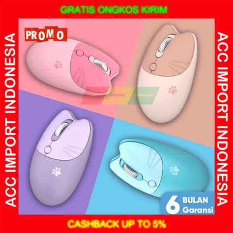 Promo Mofi Mouse Wireless Anak Karakter Kartun Design Cat Ear Lucu Pink ...