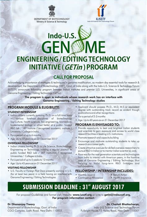 Indo-US Genome Engineering/Editing Technology Initiative (FETin) Program