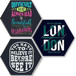 saf 17 inch Motivational Quotes Set OF 3 Hexagon UV Textured Self ...