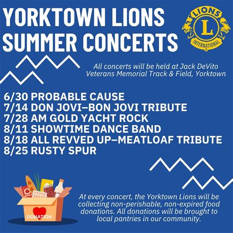 Yorktown Lions Summer Concert Series, Jack Devito Memorial Field ...